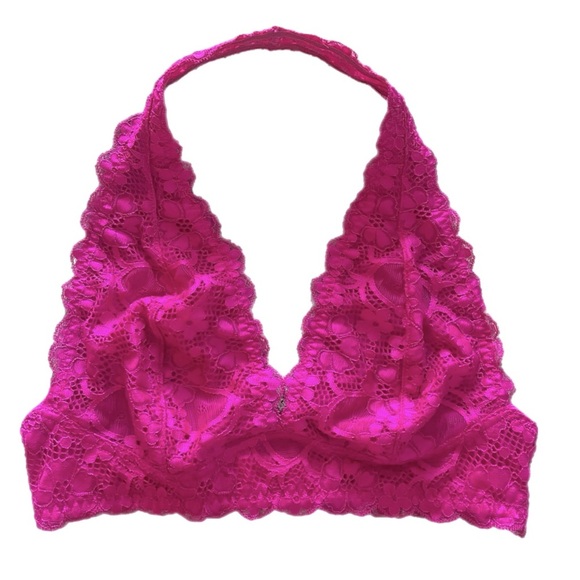 Intimately Free People Like New Galloon Lace Halter Bra in Fuchsia Size Small - Picture 2 of 5
